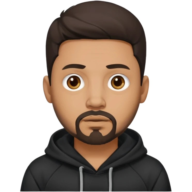 medium skin tone man with dark hair and a goatee beard, septum piercing, wearing a dark hoodie, neutral expression emoji