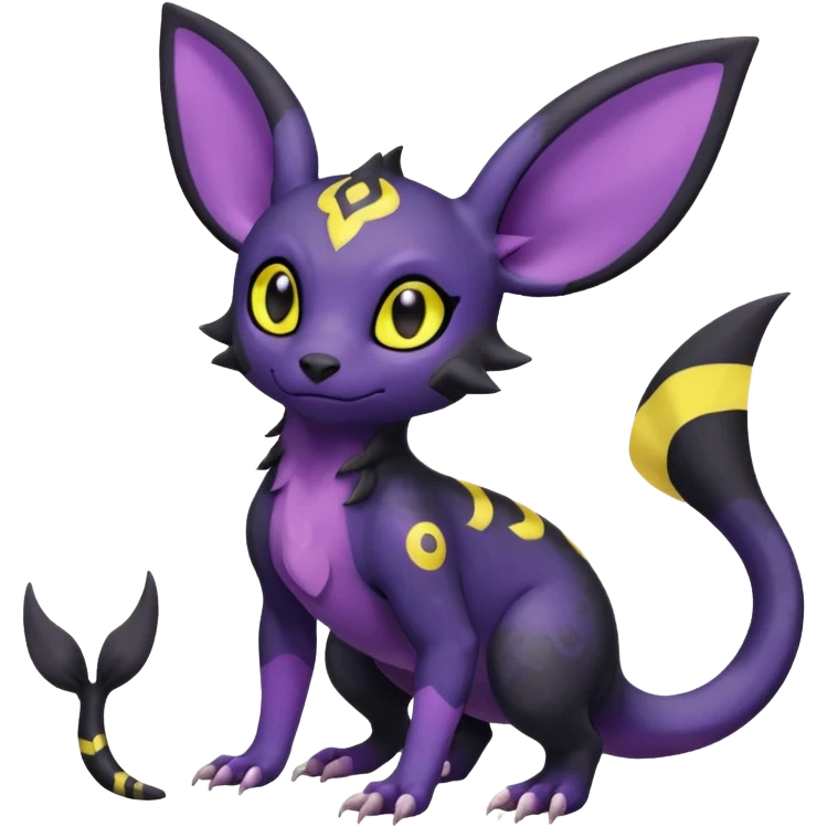 Rare exotic cute epic esthetic Salandit-Umbreon-Noibat-species-Fakemon-hybrid-creature, with markings, full body emoji