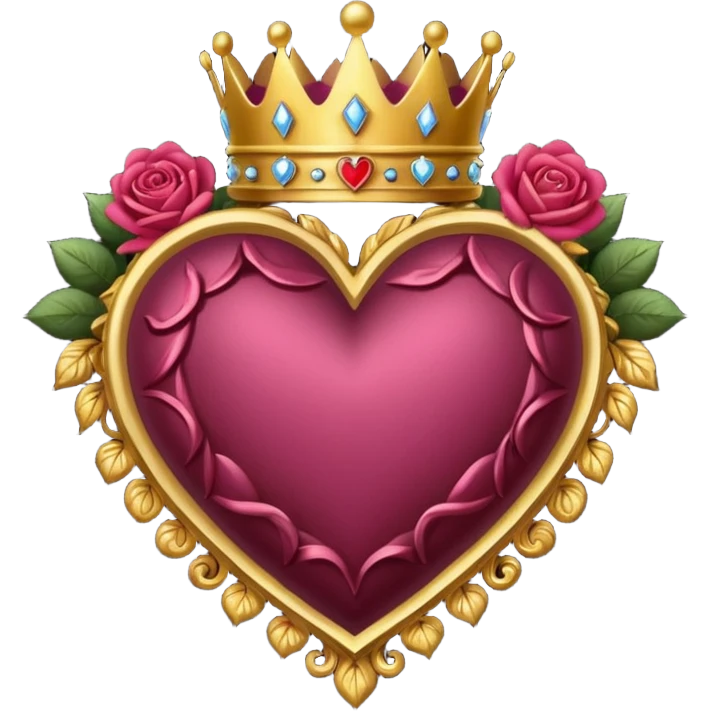 heart with a dark rose and crown emoji