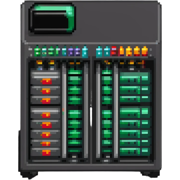 Server rack with database cylinders and SQL text badge emoji