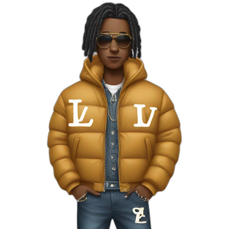 Rapper with lv pufffer jacket emoji