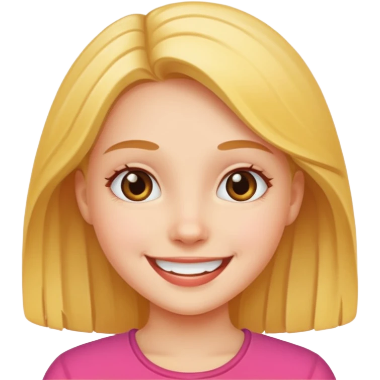 cheerful pose cute girl apple emoji style. don't hold an apple emoji