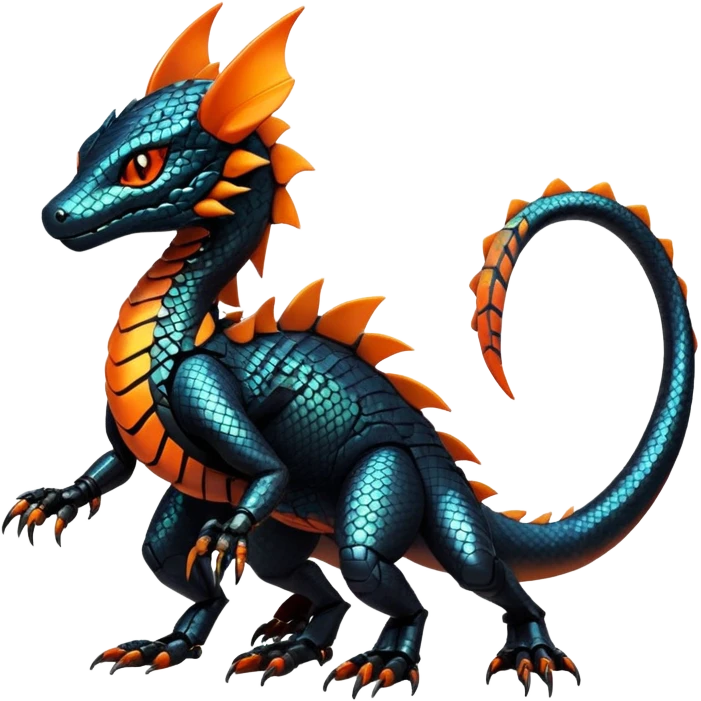 Modern Futuristic Scaly IridescentCyber-Salandit-Litten-Hybrid (Full body) emoji