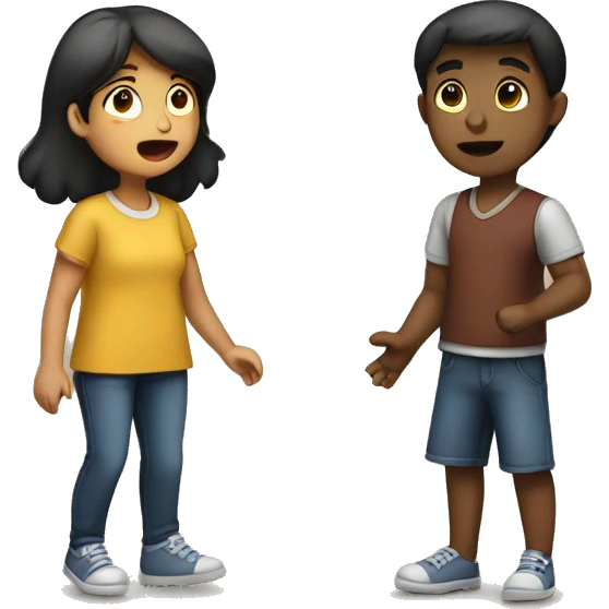 demostrate a situation wherea girl and boy physically near to one another but they have separation in conversation emoji