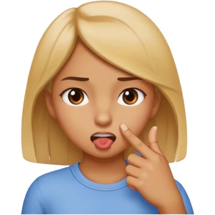 Chica mordiendose el dedo índice doblado pero sin sacar la lengua emoji