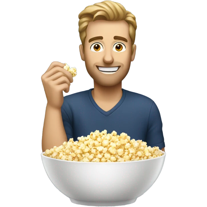 White man eating popcorn emoji