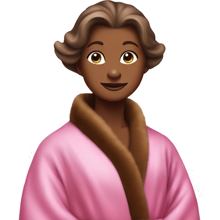 sophisticated brown mink in a pink silk robe emoji