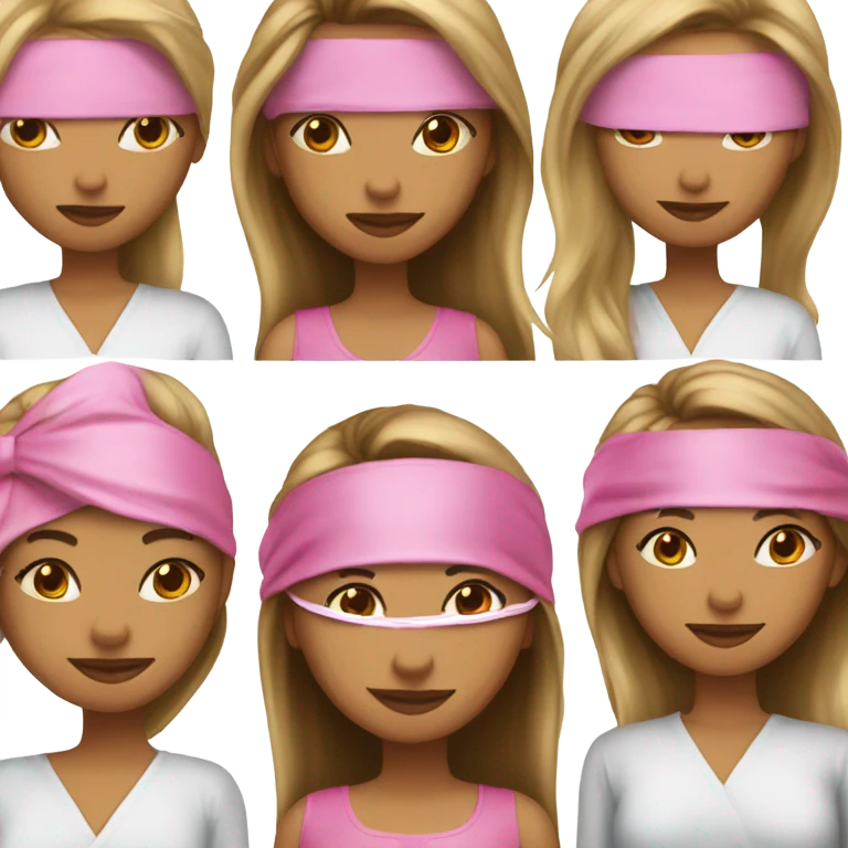 Medium skin girl  long straight hair Pink satin sleep mask emoji