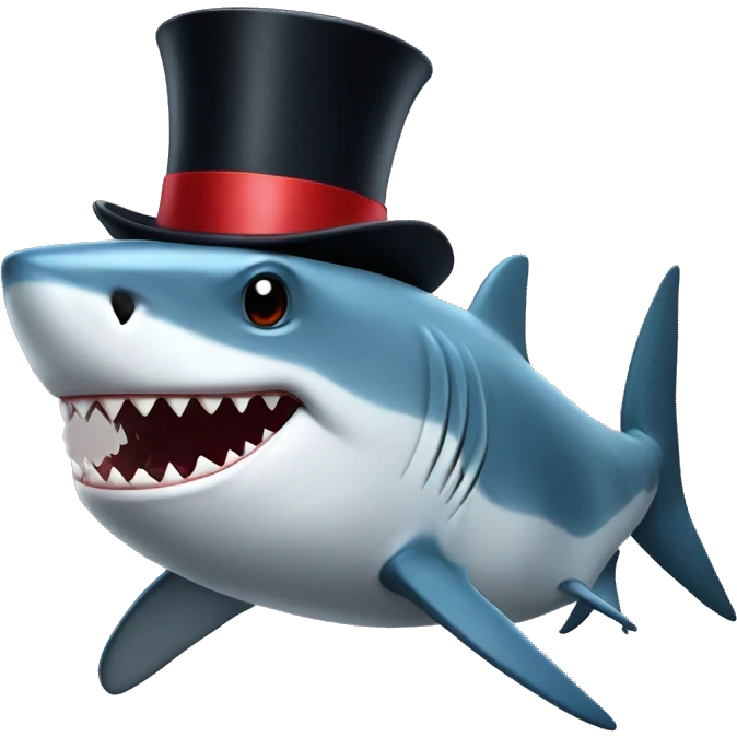 Shark with a top hat emoji