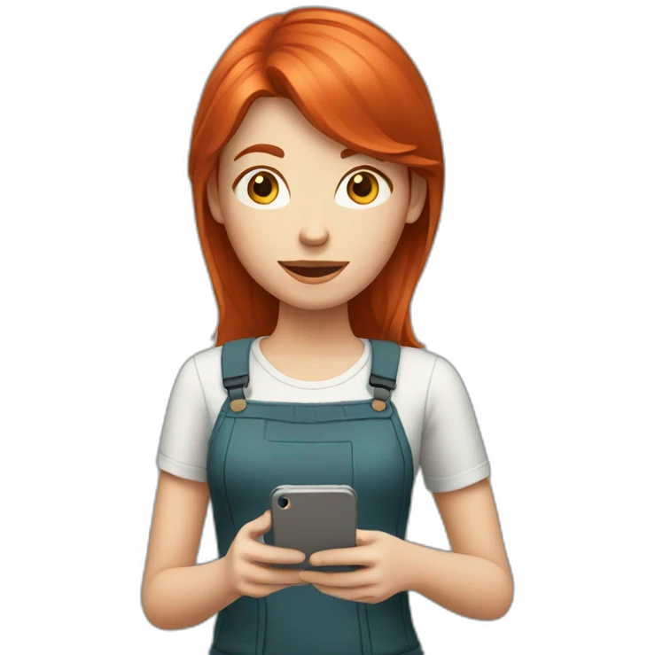 red-haired girl with a smartphone emoji