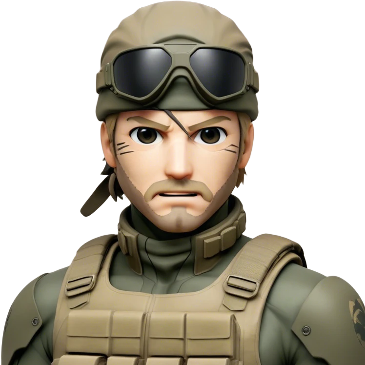 Cinematic Realistic Metal Gear Solid Snake Soldier Portrait, head tilted dramatically with an exaggeratedly amused expression, blending stealthy seriousness with a touch of unexpected humor. His rugged features, set against intricately detailed tactical gear in muted earth tones, are rendered with lifelike texture and dynamic lighting, high shine, dramatic yet whimsical, capturing the essence of a soldier whose epic covert skills are matched by a playful, irreverent spark. emoji