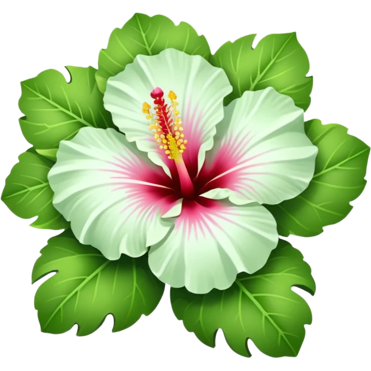 Hibiscus flower white and light green  emoji