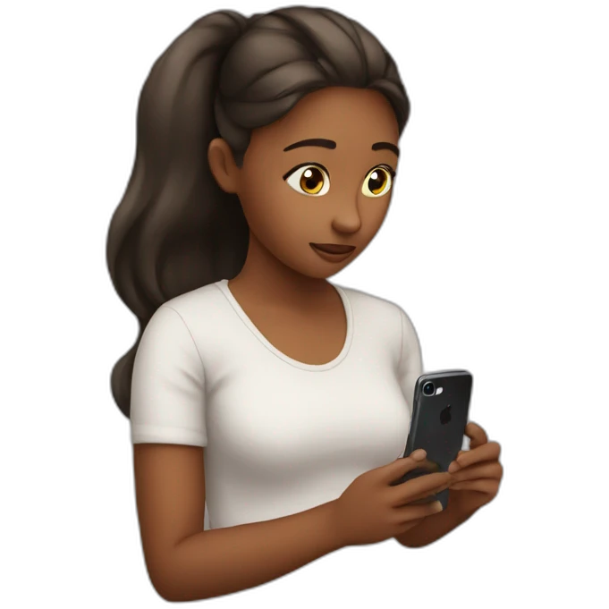 a girl watching her iphone emoji