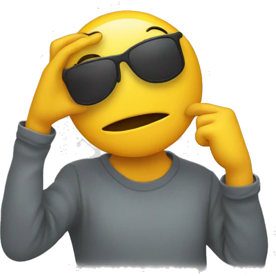An emoji dabbing (taking one hand up in front of the face with a straight arm covering the eyes emoji