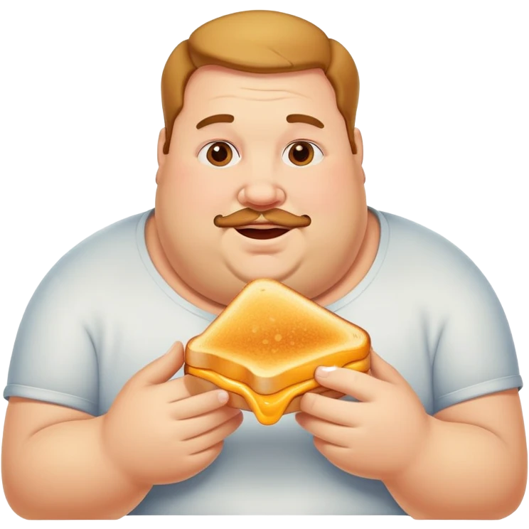 A fat man with a really big butt eating grilled cheese emoji