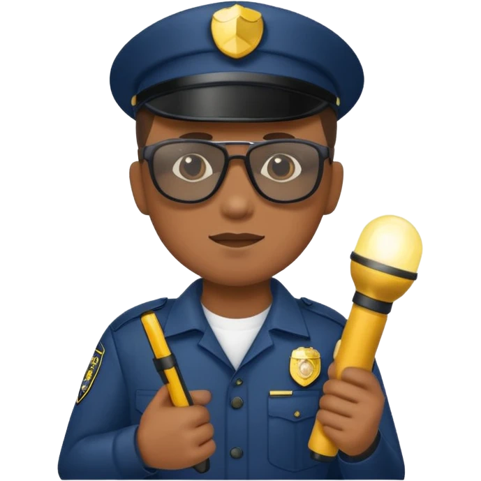 school security, sun glasses, holding flashlight emoji