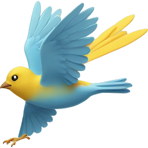 yellow bird flapping its wings through the clear blue sky emoji