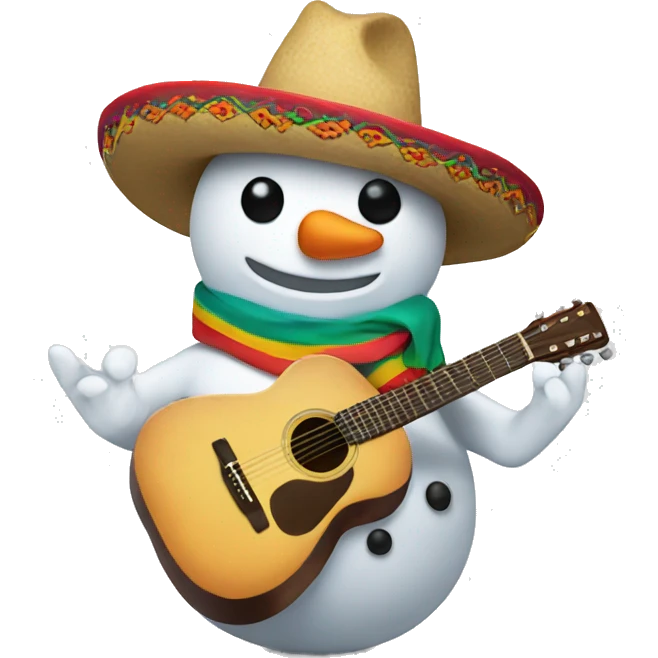 snowman wearing a sombrero holding a guitar emoji