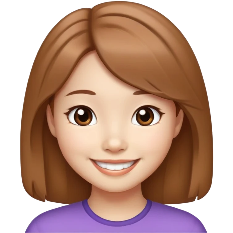 a grile with smile dimples and light brown hair and Asian eyes white skin emoji