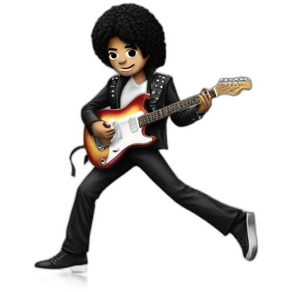 Michael Jackson with a guitar and he does the moonwalk emoji