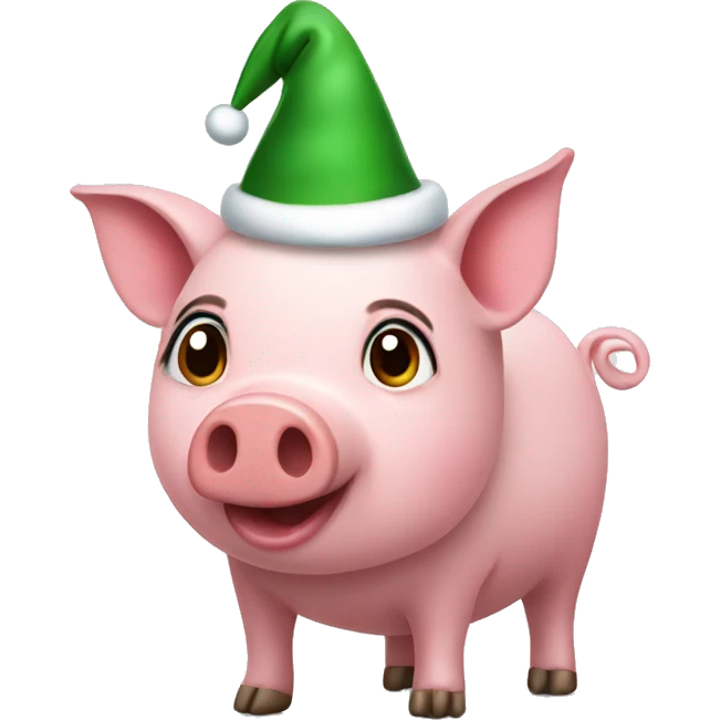 Piggy wearing christmas hat emoji