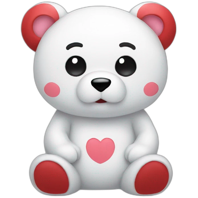 White Gloomy bear with red eyes emoji