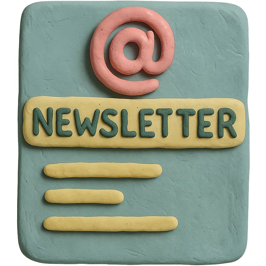 matte plasticine claymation style newsletter icon with visible fingerprints and pastel colors emoji
