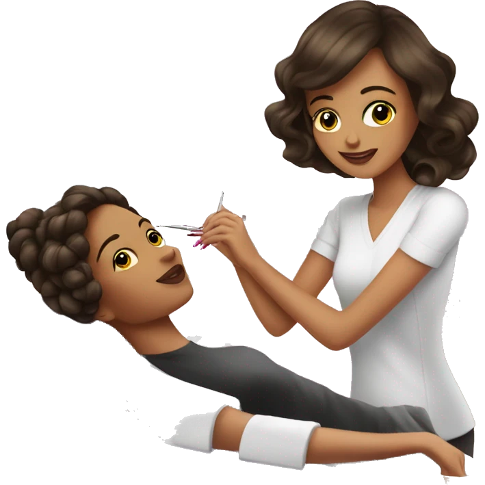 Brunette Girl getting a manicure at nail salon emoji