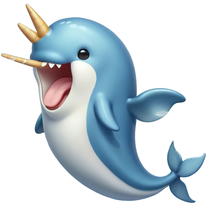 Cinematic Cute Yawning Cute Narwhal Portrait Emoji, Head tilted slightly with a dramatic, wide-open yawn, showcasing a streamlined, elegant body with a gracefully curling tusk and sleepy, half-closed eyes, Simplified yet irresistibly adorable features, highly detailed, glowing with a soft, cozy oceanic glow, high shine, relaxed yet expressive, stylized with a hint of whimsical marine ease, soft glowing outline, capturing the essence of a drowsy yet affectionate cute narwhal that appears ready to stretch and yawn its way out of the screen! emoji