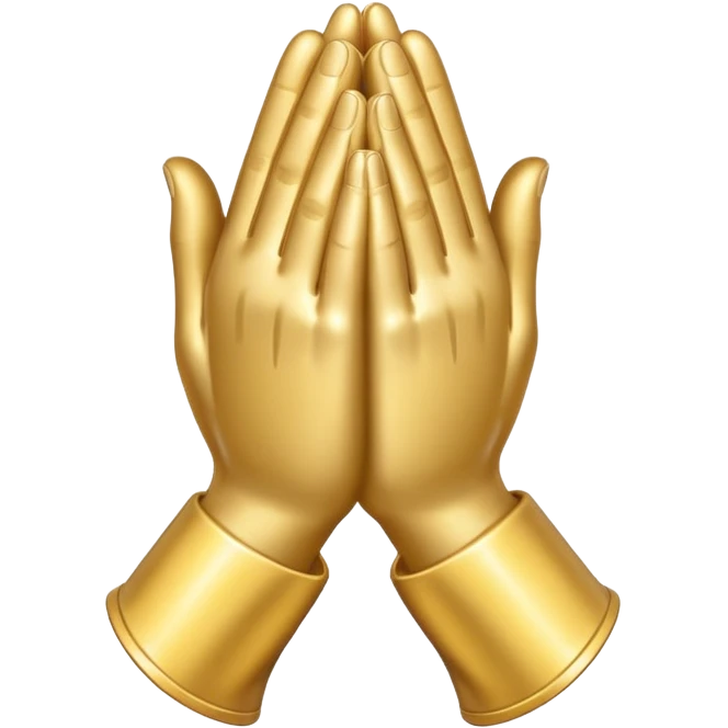 Emoji-style praying metallic hands, realistic proportions, clean outlines emoji