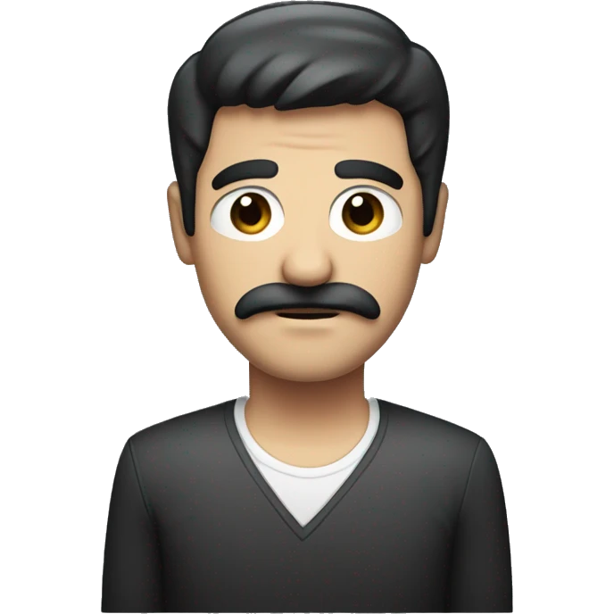 dark hair dark eye man with short mustache holding television emoji