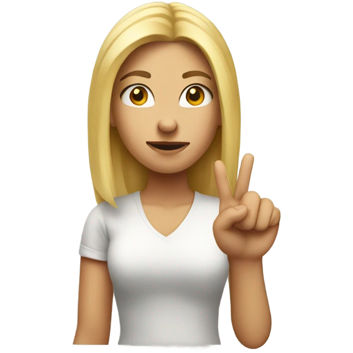 A blonde girl flipping someone off with her middle finger emoji