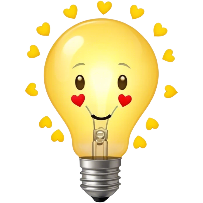 a yellowish lightbulb with hearts, with no face emoji