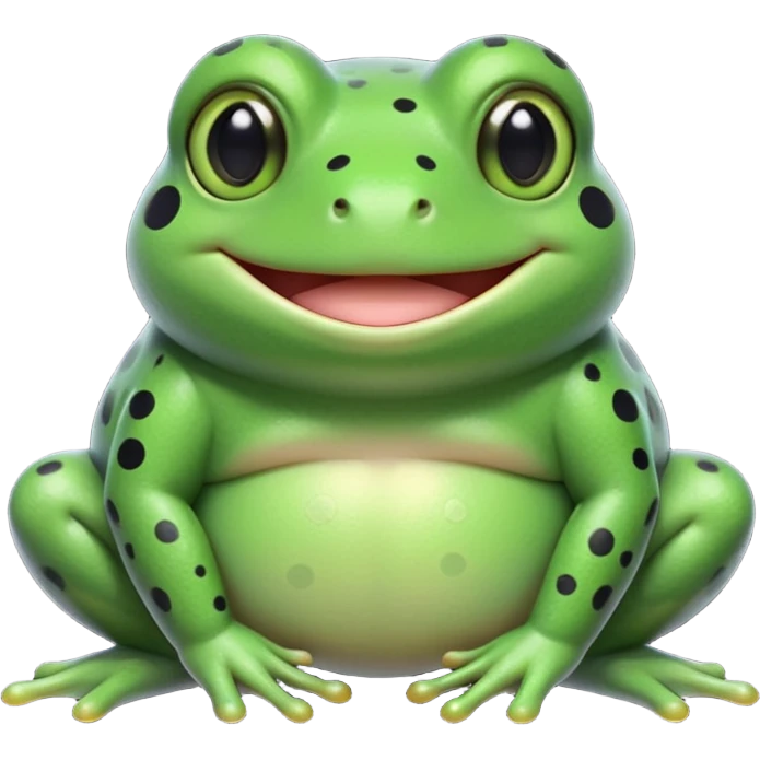 simple fat kawaii frog whole body, Use “dot eyes” and “solid black circles” together. for the eyes emoji