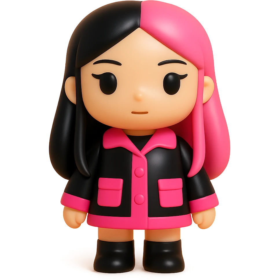 BLACKPINK-inspired gothic jacket, no hearts, glossy and bold, black and pink colors emoji