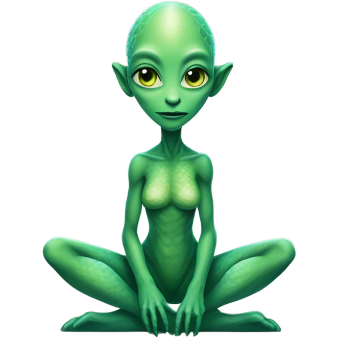 a Reptilian alien woman,in meditation emoji