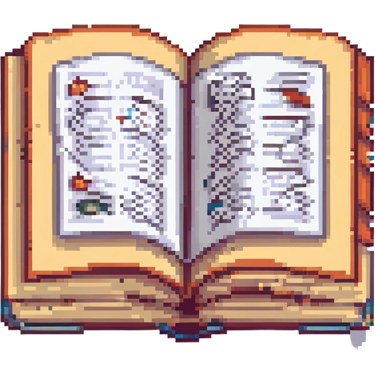 Make the pixel art an open book, keep the pixel art style, with no background. emoji