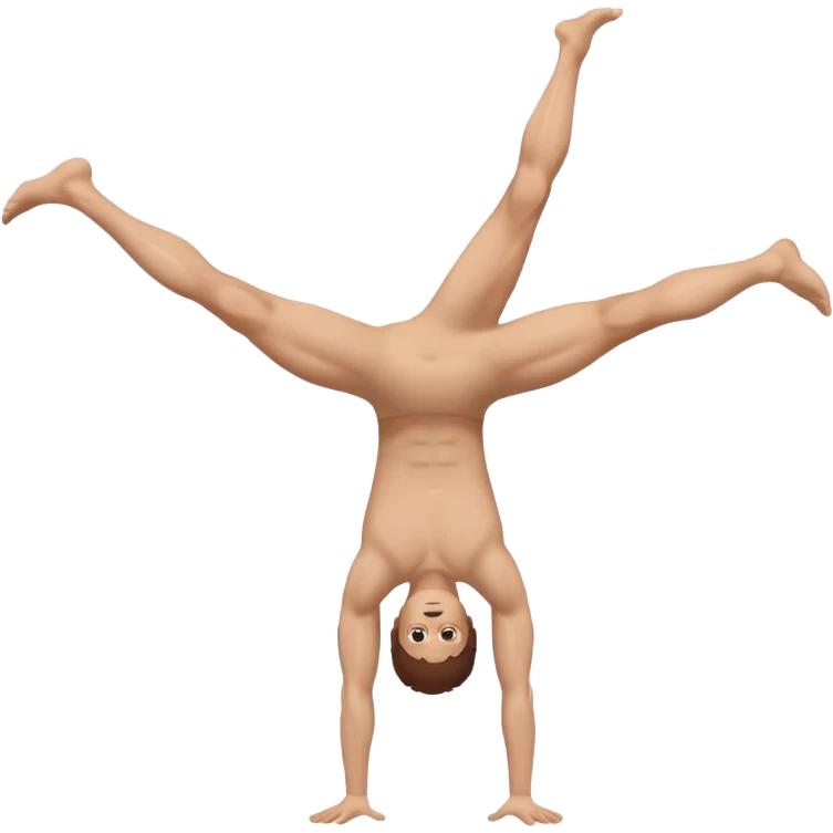 Fully body naked nude male with brown hair  cartwheel emoji
