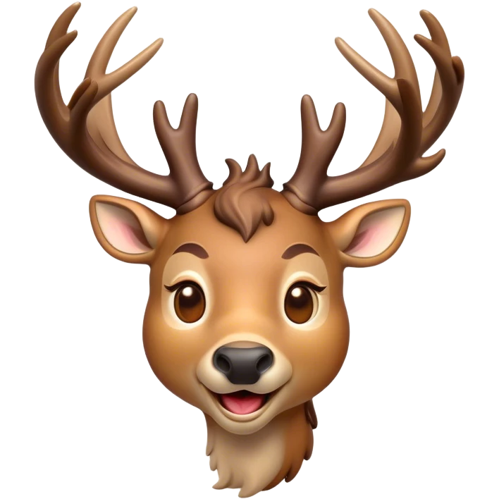 Cinematic Comical Deer Portrait Emoji, Head tilted dramatically with an exaggeratedly amused expression, featuring a sleek dappled coat and whimsically contorted antlers, wide, expressive eyes filled with playful disbelief, Simplified yet hilariously expressive features, highly detailed, glowing with a slightly sassy glow, high shine, dramatic yet playful, stylized with an air of cheeky woodland mischief, bright and endearing, soft glowing outline, capturing the essence of a spirited and over-the-top deer, so meme-worthy it feels like it could side-eye its way into forest folklore instantly! emoji