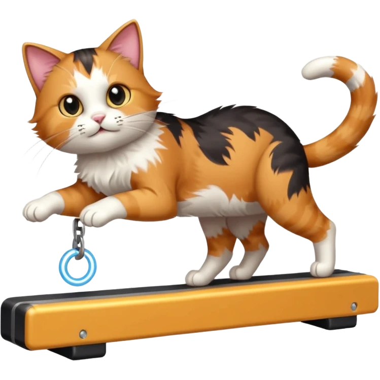 tumbling cat on a balance beam that is actually a carrier network switch emoji