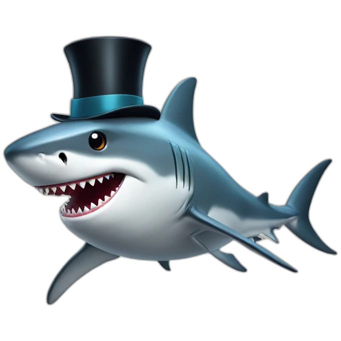 Shark with a top hat emoji