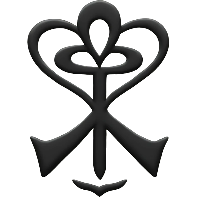 Black heart shape with ankh in the center emoji