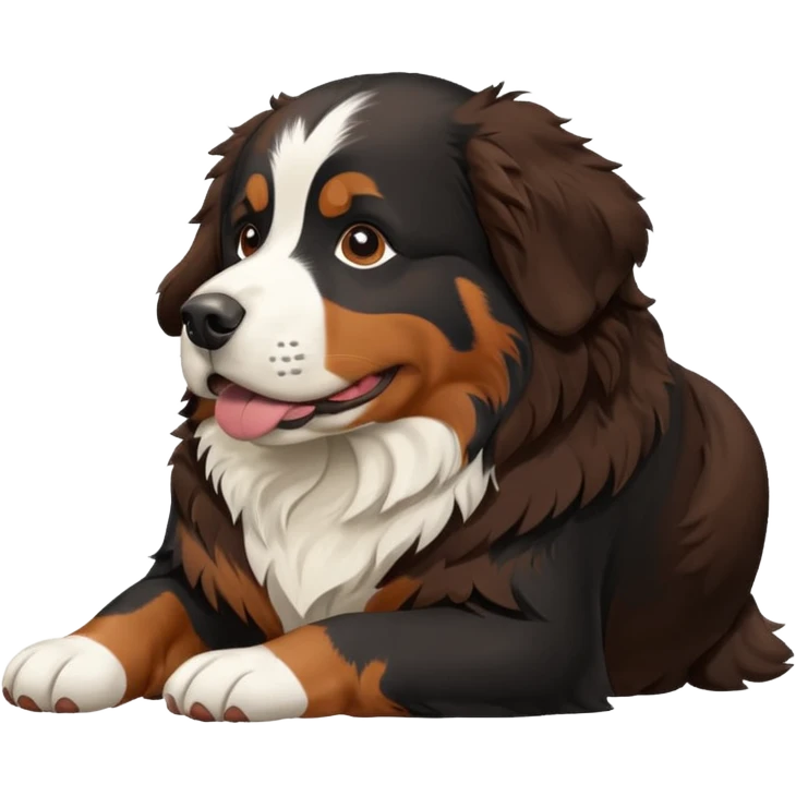 Generate a Bernese Mountain Dog that is just taking care of physiological needs emoji