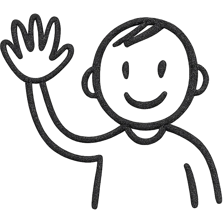 a person waving, hand drawn style emoji