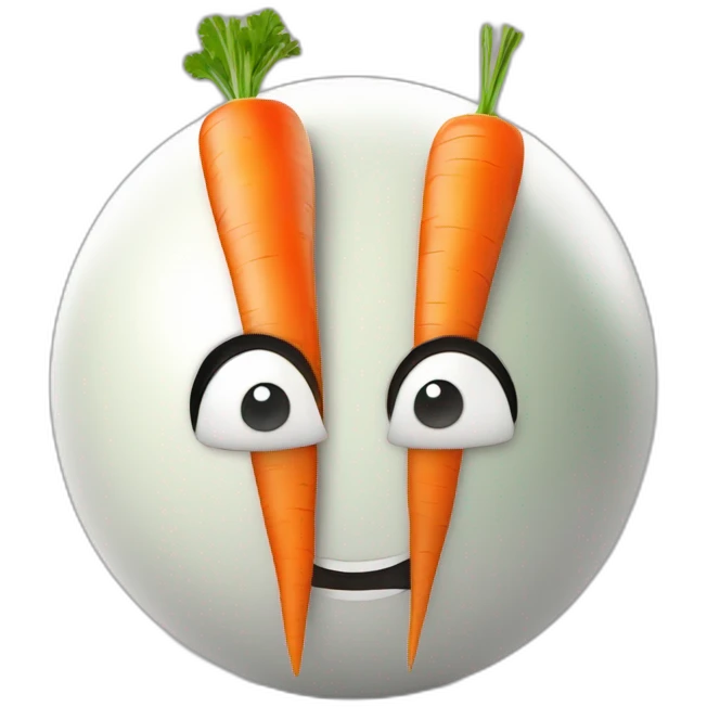 3d sphere with a cartoon beautiful carrots Evoker skin texture with courageous eyes emoji