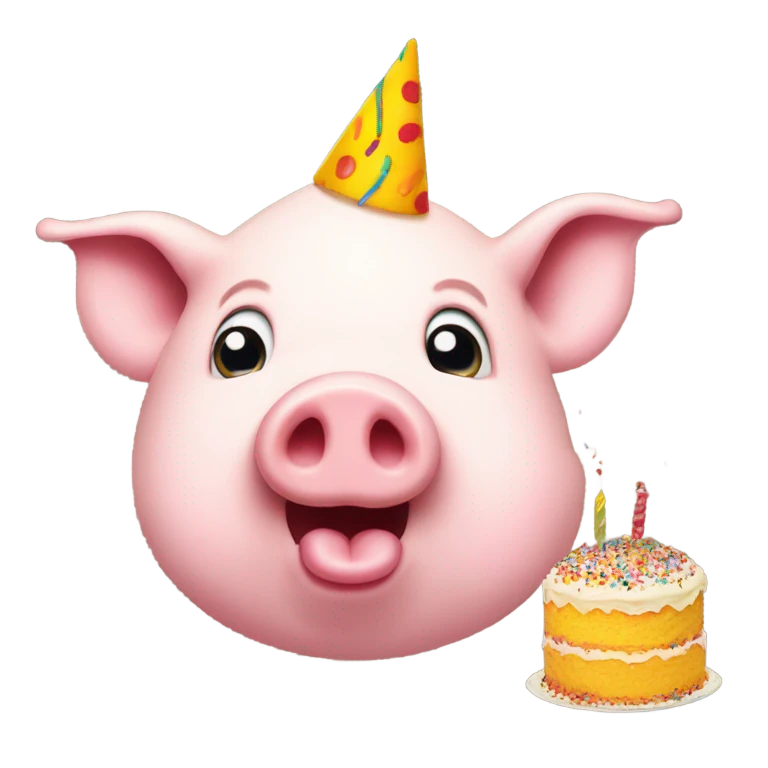 Pig eating cake emoji