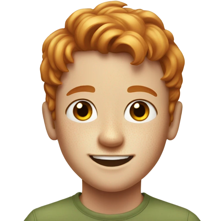 smiling boy with reddish-blonde hair and freckles portrait emoji