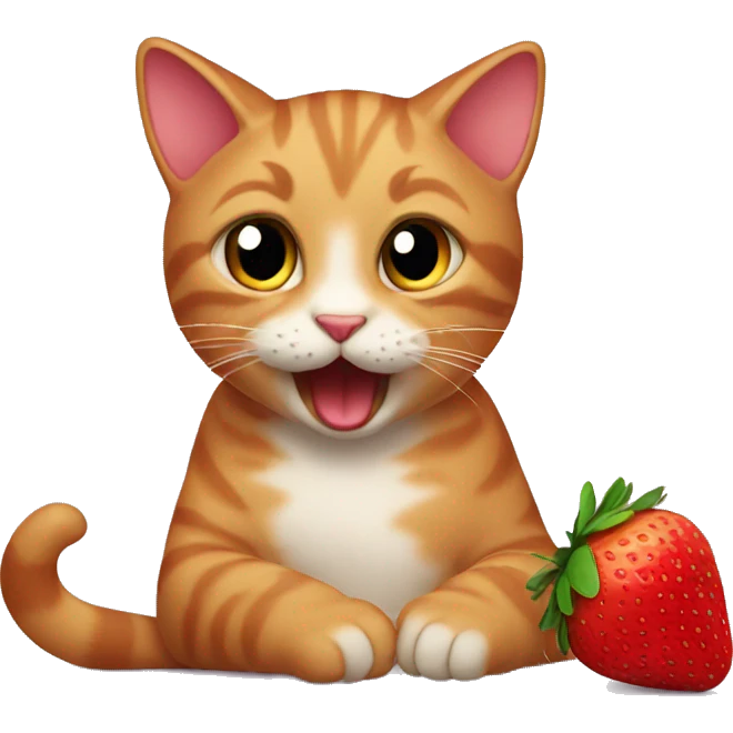 Cat eating strawberries  emoji