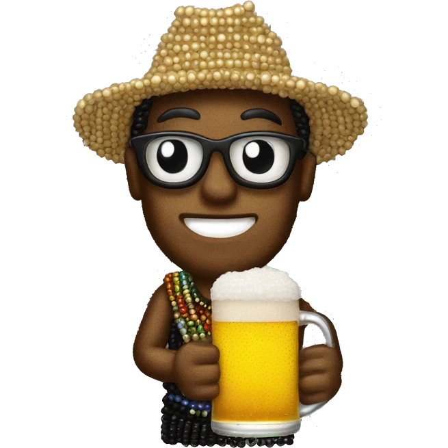 Beaded guy with a beer emoji
