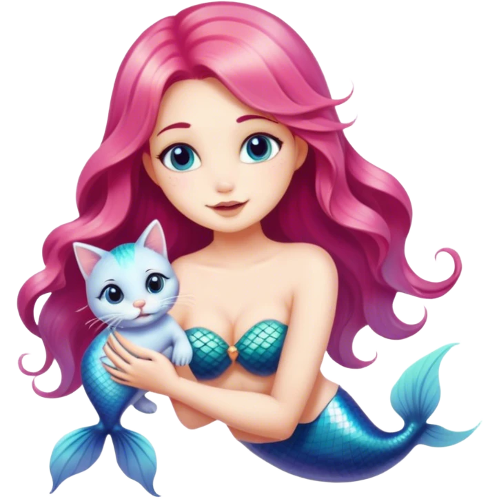 Mermaid holding a cat emoji